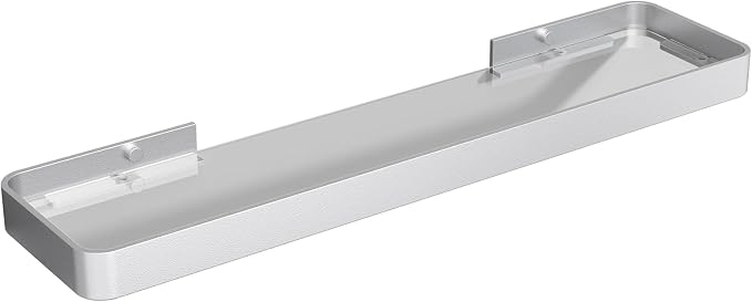 Danpoo 20 Inch Long Floating Shelf, Clear Tempered Glass Wall Shelf with Matte Silver Aluminum Frame - Spacious and Stylish Storage for Your Home