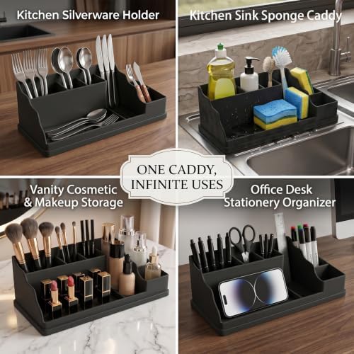 Toothbrush Holder for Bathroom, Counter Organizer, Black
