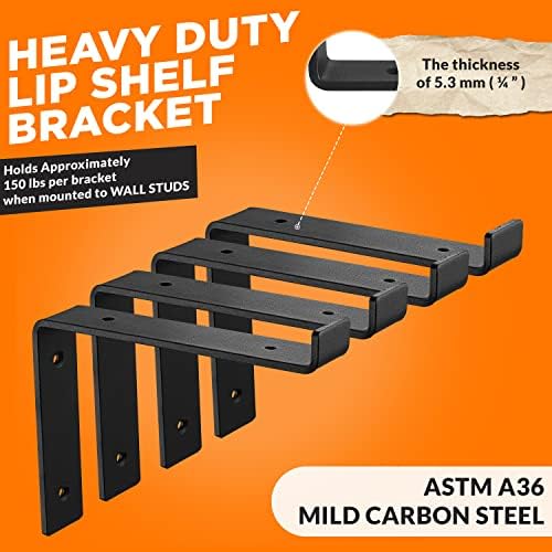 BATODA 8" Z Shelf Brackets with Lip for 7.25" Boards, Heavy Duty, Pack of 6