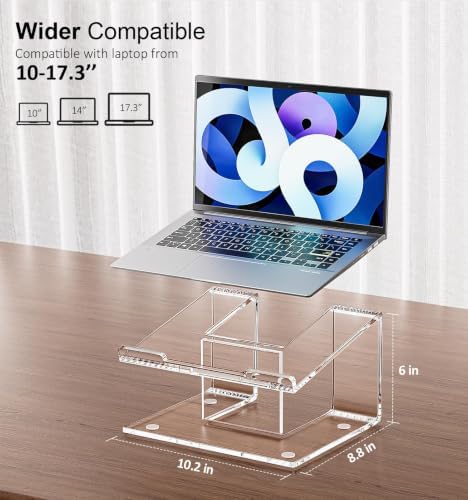 FUCDTEFC Acrylic Laptop Stand for Desk, Laptop Riser for 10-17.3 Inch Laptops, Ergonomic Computer Stand Holder Compatibl