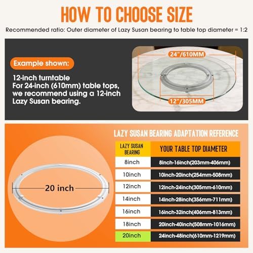 Lazy Susan Hardware 20 Inch, 500lbs Heavy Duty Bearing