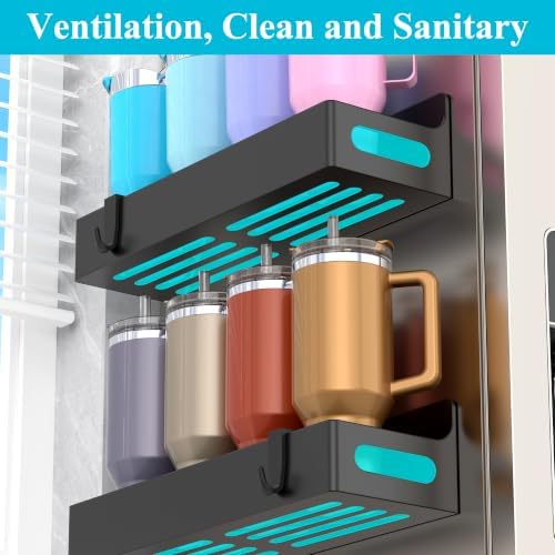 HuggieGems Magnetic Water Bottle Holder for Fridge Black, 4 Pack