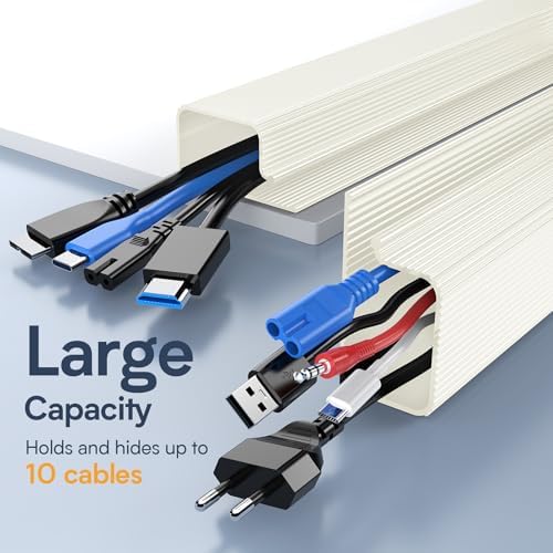 Delamu 2 Pack Under Desk Cable Management, Safe Tidy Cable Management Under Desks for Home Office, Cord Organizer for De