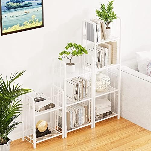Bookshelf Storage Shelf Small Bookcase Freestanding Storage Stand for Living Room, Bedroom, Kitchen Rust Resistance, Eas