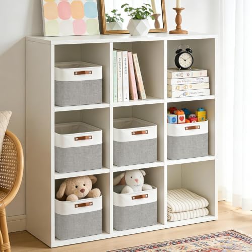 Bagnizer Collapsible Fabric Storage Cubes 11x11 Cube Storage Bins, 4 Pack Closet Baskets Box with Handles for Organizing