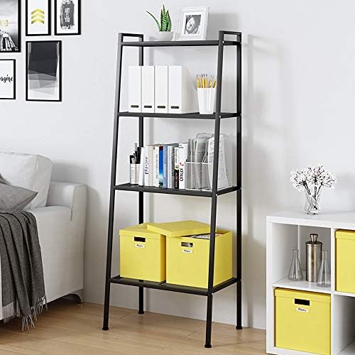 soges Industrial Ladder Shelf Bookcase 4-Tier Bookshelf Storage Rack Shelves Free Standing Metal Display Shelf Plant Flo
