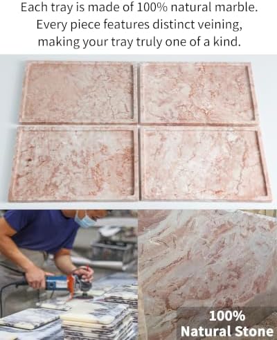 Real Luxurious Natural Marble Vanity Tray Genuine Marble Storage Tray for Home Decor Stone Tray for Bathroom/Kitchen/Van