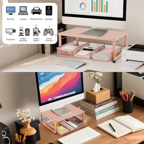 Computer Monitor Stand for Desk, Small Laptop Stand Riser, Broze