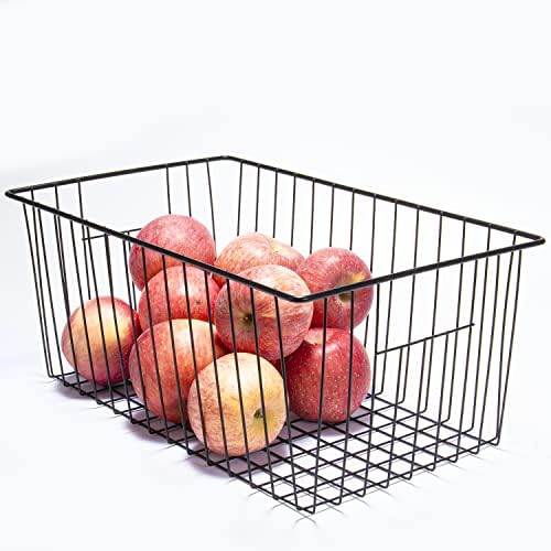 Freezer Organizer Bins - 3 Pack Stand Up Freezer Baskets for 16，17，21 cu.ft Upright Freezer, Wire Storage Baskets with B