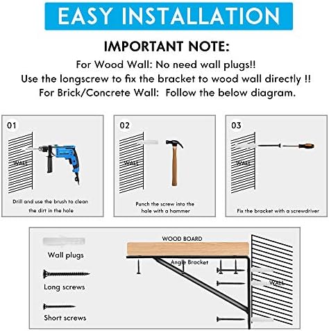 Shelf Brackets 12 Inch Heavy Duty Metal Shelf Holders, Industrial Rustic Farmhouse Iron Floating Shelf Bracket for Open 