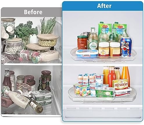 Lazy Susan Turntable for Refrigerator, Square Turntable Organizer for Fridge Cabinet, Pantry, Countertop (15.3" x 11.1" 