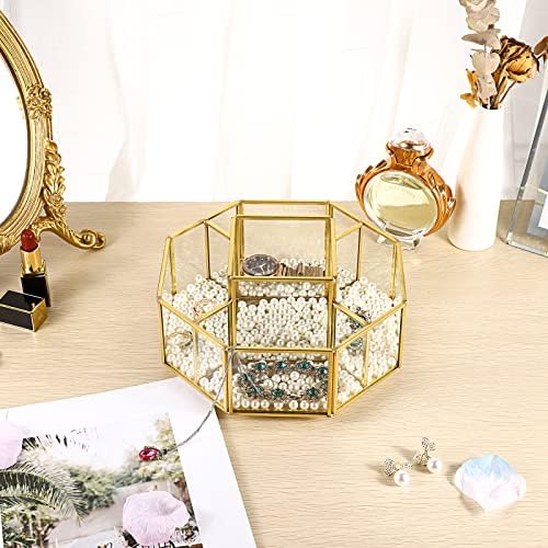 Hipiwe 360 Degree Rotating Glass Makeup Organizer with 5-Slot Vanity Holder