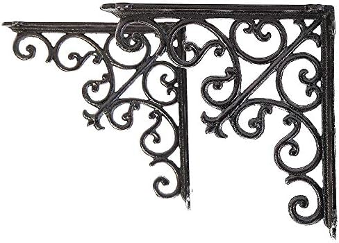 Sungmor 2PC 8.9 Inch Heavy Duty Decorative Brackets for Shelves, Vintage Victorian Cast Iron Shelf Bracket, Sturdy Black