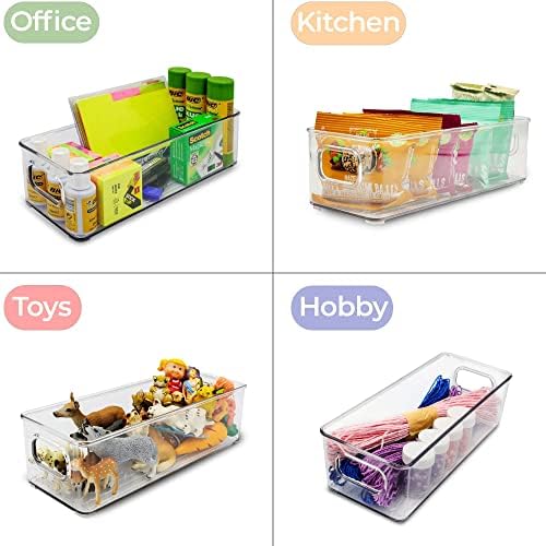 Emagoods Clear Storage Bins with Handles - Stackable Closet Organizers Pantry Organization BPA Free Fridge Organizer Set