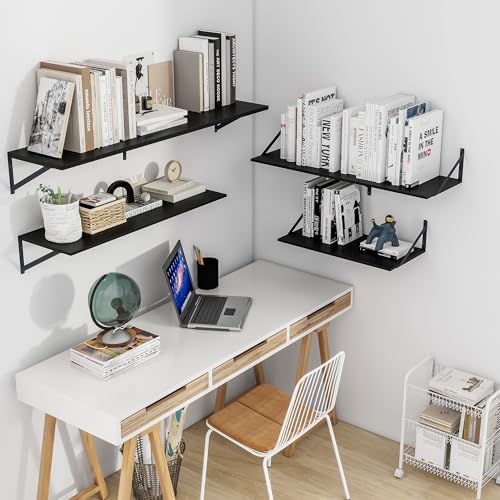 Heimlove 36W x 12D Deep Floating Shelves Set of 2 Black