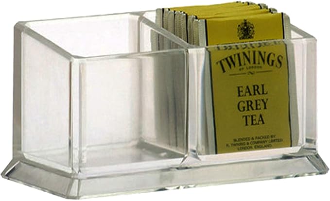 Acrylic Tea Bags Holder Coffee Sugar Bag Case Guest Room Storage Boxes - Holder for Tea Bags, Small Packets, Sweeteners,Sugar Packet, Coffee, Condiment (L16.6*W8.2*H7.5cm)