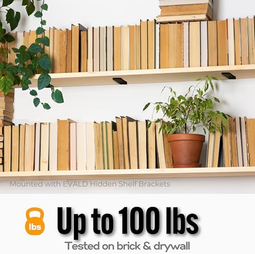 EVALD LevelMate™ 10" Swift-Mount Floating Shelf Brackets | Heavy Duty Hidden Black Carbon Steel Supports for Wood Shelve