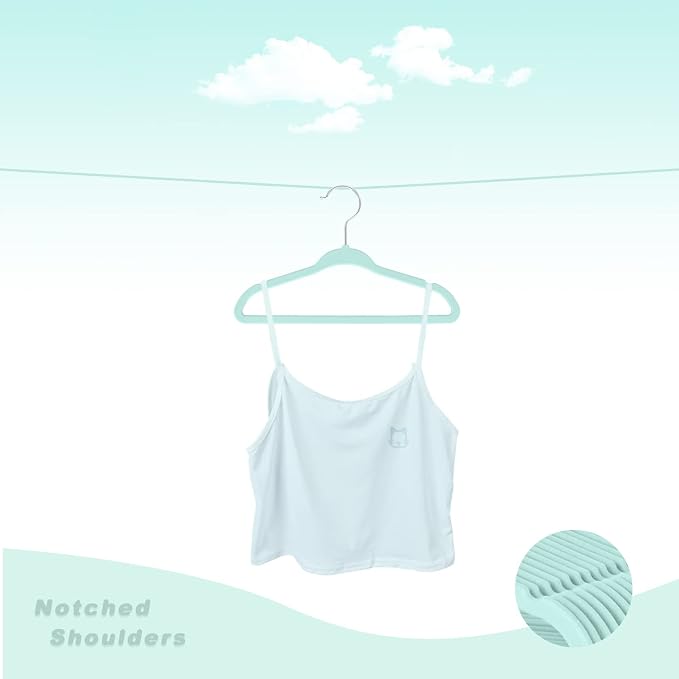 BAGAIL50 Pack Kids Velvet Hangers 14” Inch Children's Clothes Hangers Non-Slip Baby Hangers for Infant/Toddler (Mint)