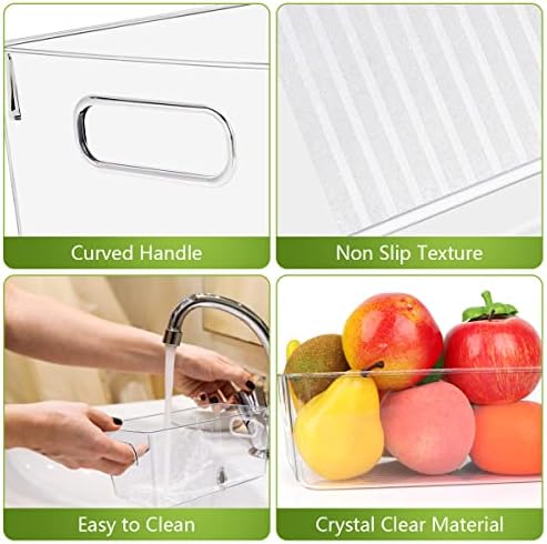 Set Of 10 Refrigerator Pantry Organizer Bins, Clear Plastic Food Storage Bins for Kitchen, Countertops, Cabinets, Fridge