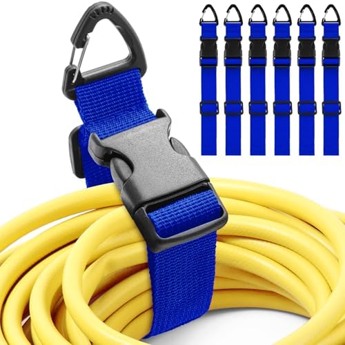 6 Pack Adjustable Extension Cord Holder Straps,Blue