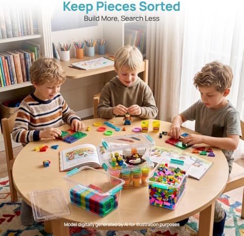 Vtopmart 4 Pack 5 Qt Clear Storage Bins with Lids for Toy & Craft Storage