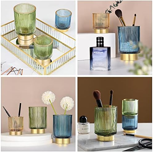 DASITON Makeup Brush holder Organizer,Crystal Cosmetic Makeup Brush Glass Brushes Storage Holder, Vintage Make Up Brush 