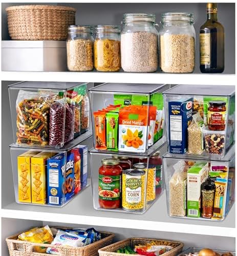 Sorbus Clear Storage Bins with Lids for Kitchen (Extra Large, 10 Pack)
