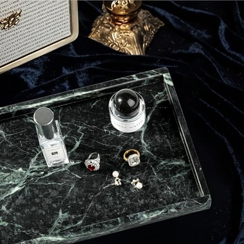 Koville Natural Marble Tray, Coffee Table Vanity/Decorative Tray for Jewerly, Watch, Perfume Candle Storage for Bedroom/