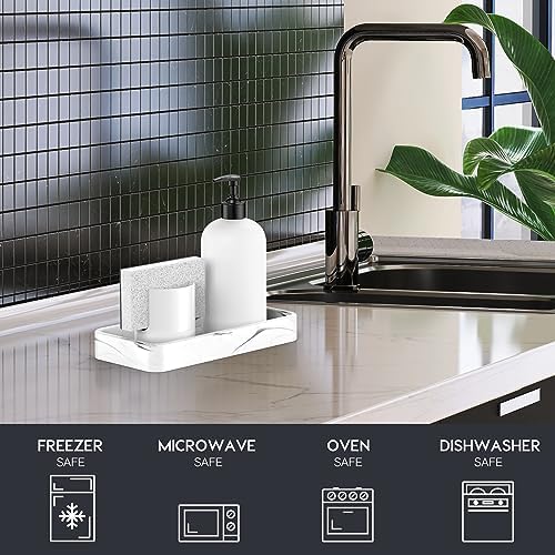 Gurygo 8" Ceramic Bathroom Vanity Tray for Kitchen Counter - Kitchen Soap Tray - Rectangular Ceramic Trays for Bathroom 