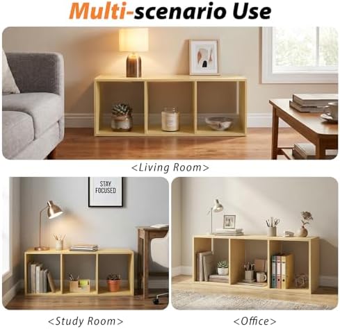 WannabeMyself【Easy Assembly】 3 Cube Storage Organizer with Anti-Tipping Kits,Reversible Open Back Book Shelf, Bookcase f