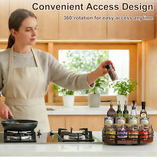 12" Large Lazy Susan Turntable Organizer -Rotating Spice Rack for Table Top