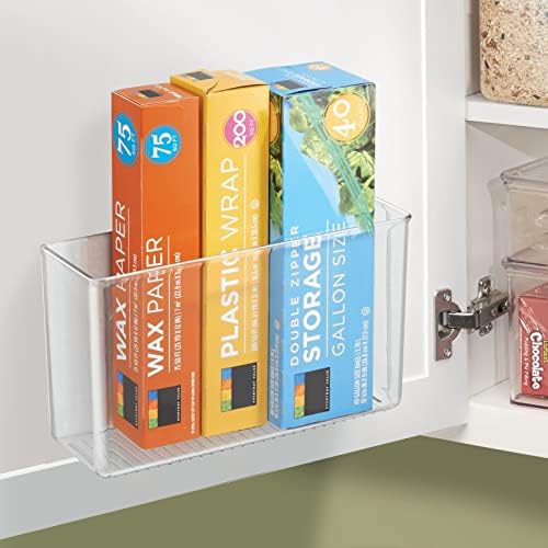 mDesign Plastic Adhesive Mount Storage Organizer Container for Kitchen or Pantry Wall Organization - Space Saving Holder