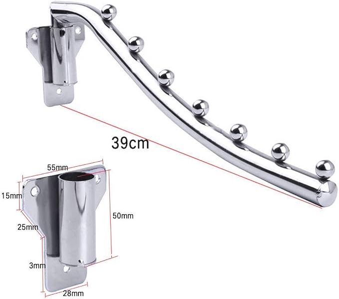 Mounted Folding Clothes Hanger Rack, Stainless Steel Laundry Hanger Dryer Rack with Swing Arm Holder Space Saving Clothes Hook Closet Storage Organizer Heavy Duty Drying Rack with 7 Hooks Coat Rack