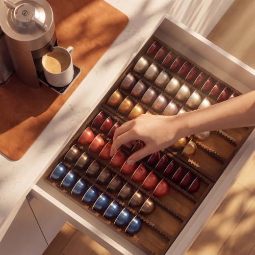 for Nespresso Vertuo Capsules Bamboo Coffee Pod Drawer Organizer