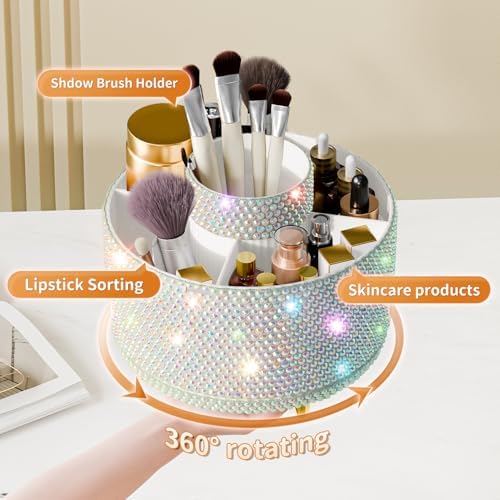 fanado Bling 360° Rotate Makeup Brush Holder Organizer, Makeup Organizers Countertop, Makeup organization and Skincare S