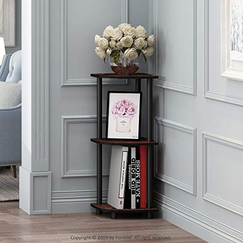 Furinno TURN-N-TUBE Corner Shelf, 3-Tier Corner Bookshelf, Display Storage Shelves with Open Shelves, for Organization a