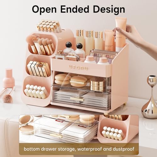 UFORU Makeup Organizer Countertop with Brush Holder for Vanity Bathroom