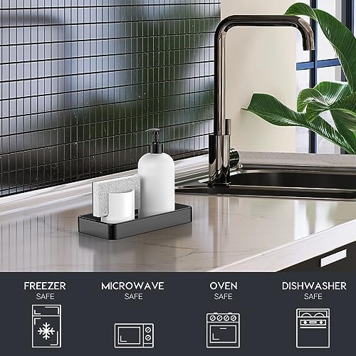 Gurygo 8" Ceramic Kitchen Soap Tray - Small Rectangular Vanity Tray for Bathroom - Countertop and Vanity Tray - Comestic