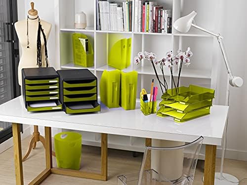Exacompta Big-Box Iderama, 4 Drawers - Mouse Grey/Lime Green