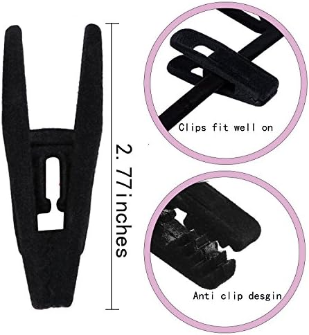 Tinfol Velvet Hanger Clips, 24 Pack Black Pants Hangers Clips, Large Opening Clothes Pin, Strong Finger Flocked Clip Perfect for Use with Slim-line Clothes Velvet Hanger