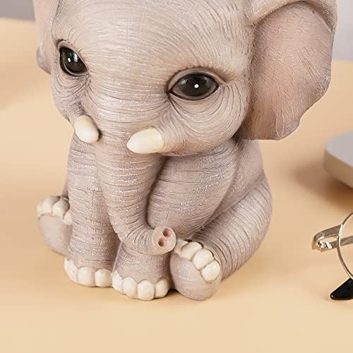 Elephant Pen Pencil Holder, Cute Animal Ornament Makeup Brush Holder Toothbrush Holder Home Office Desk Decor Organizer Accessory