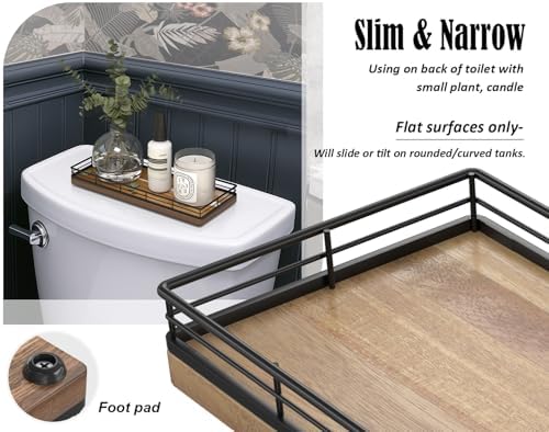 Acacia Wood Bathroom Vanity Tray, 11" L Small Countertop Tray for Dresser, Table, Kitchen Counter, Coffee Bar