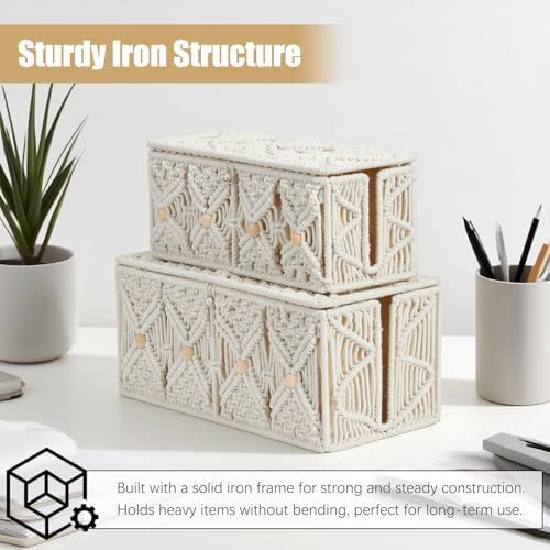 Cable Management Box Handmade Macrame Cord Storage Organizer