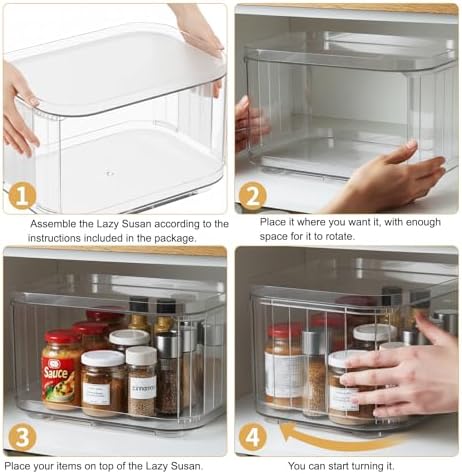 2-Tier Lazy Susan Turntable Organizer for Cabinet/Countertop/Pantry/Bathroom/Coffee Bar, 12.8''Lazy Susan 360°Rotating S