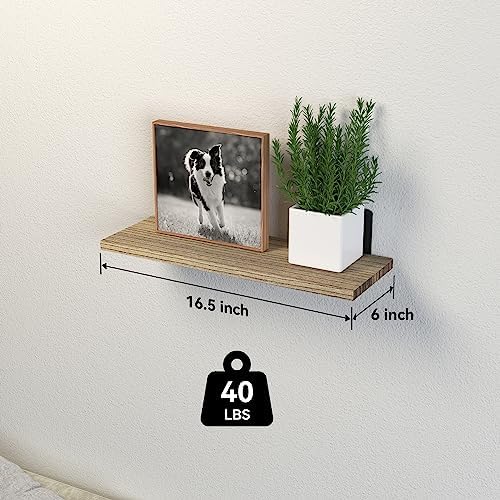 DOLLFIO Floating Wall Shelves, Decor & Storage, Rustic Brown, 16.5'', 8Pcs