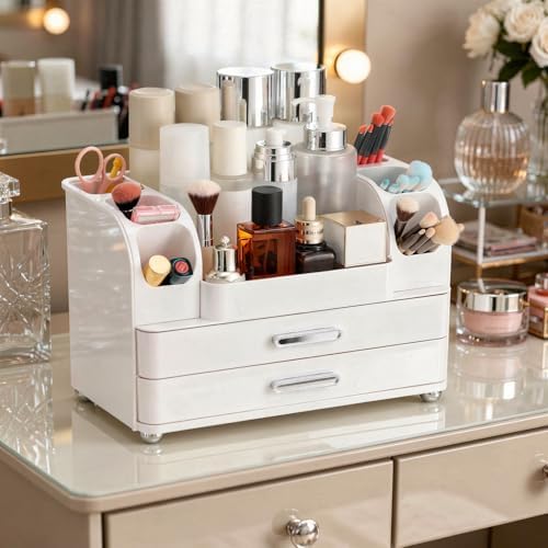 Large Makeup Organizer Countertop with Drawers, Make Up Organizer for Vanity, Makeup Storage Organizer Countertop Makeup