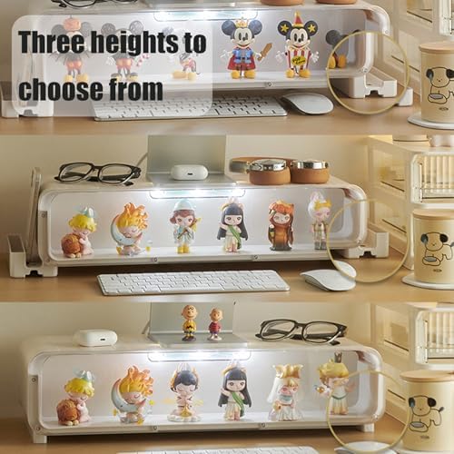 WMM Monitor Stand Riser, Computer Monitor Stand with Drawer and Display Minifigures, Computer Desktop Stand with Lights,