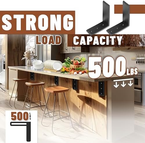 ECOTRIC 2Pcs Countertop Support Brackets 8"x6"x2.5" L Shape Shelf Bracket