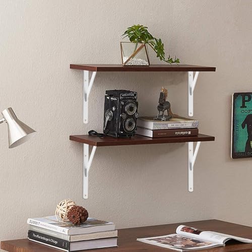 8 Pack L24 x H 12" White Heavy Duty Shelf Brackets with Screws Metal Shelf Brackets Shelf Support Angle Brackets for She