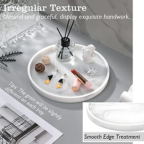 Emibele Vanity Tray, White Round Trays for Bathroom Bedroom Countertop